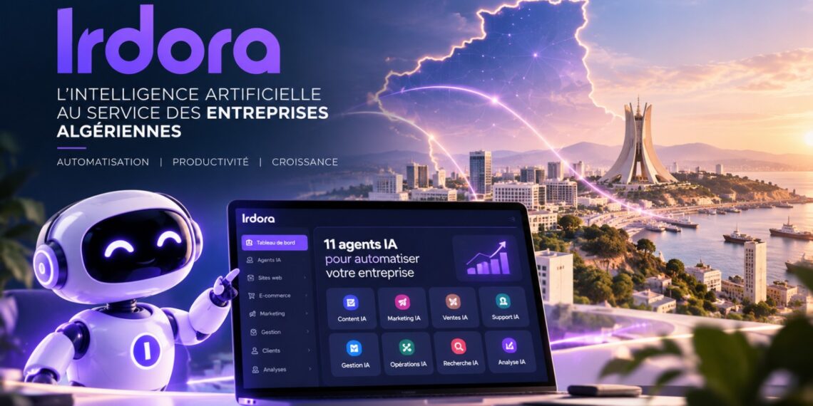 Interface de la plateforme Irdora présentant des agents IA dédiés à l’automatisation, au contenu et au marketing